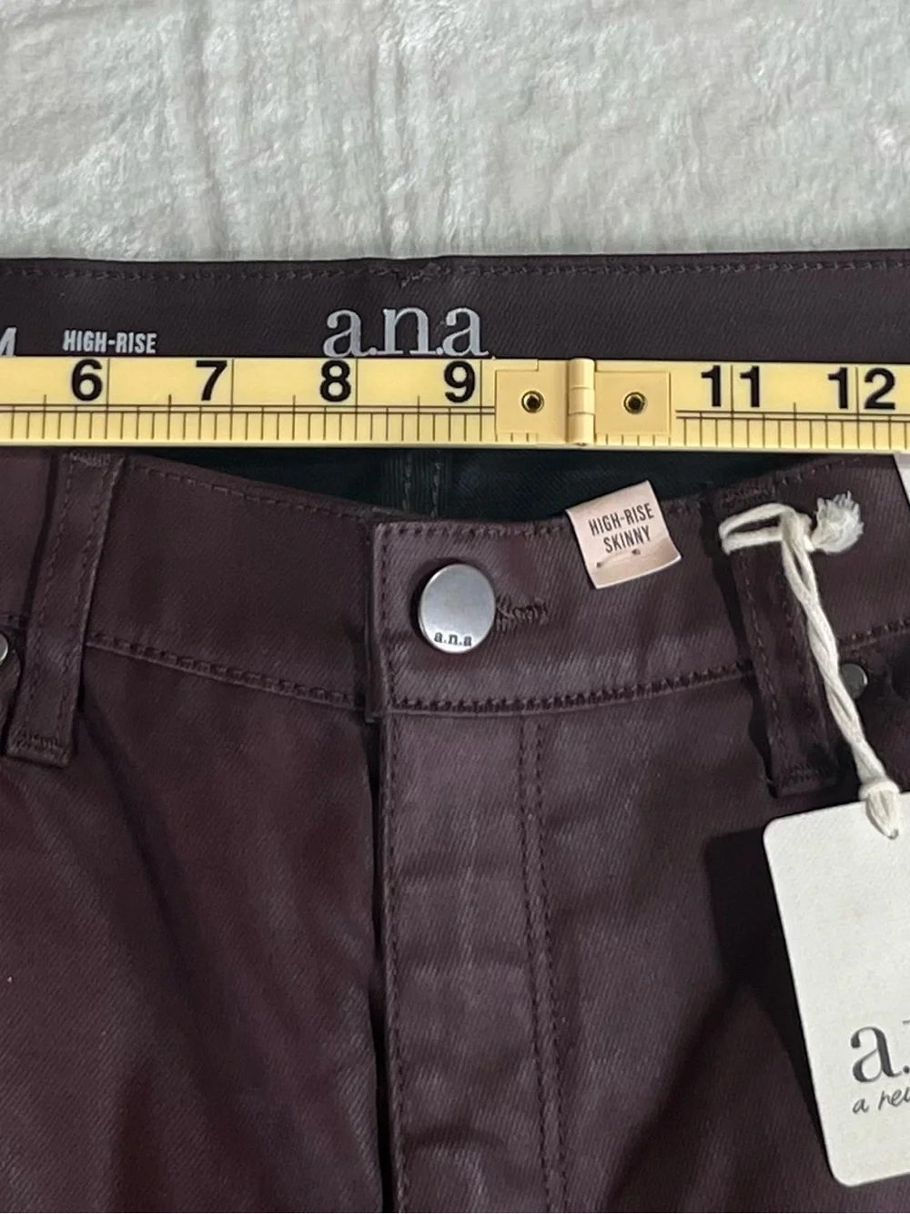 NWT a.n.a Burgundy High‎ Rise Skinny Coated Pants Size 14 Faux Leather